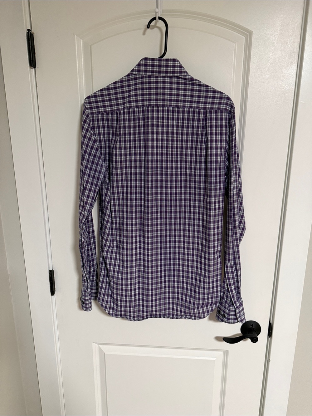 Kenneth Cole Purple Plaid Long-Sleeve Button-Down Shirt - Picture 3 of 3